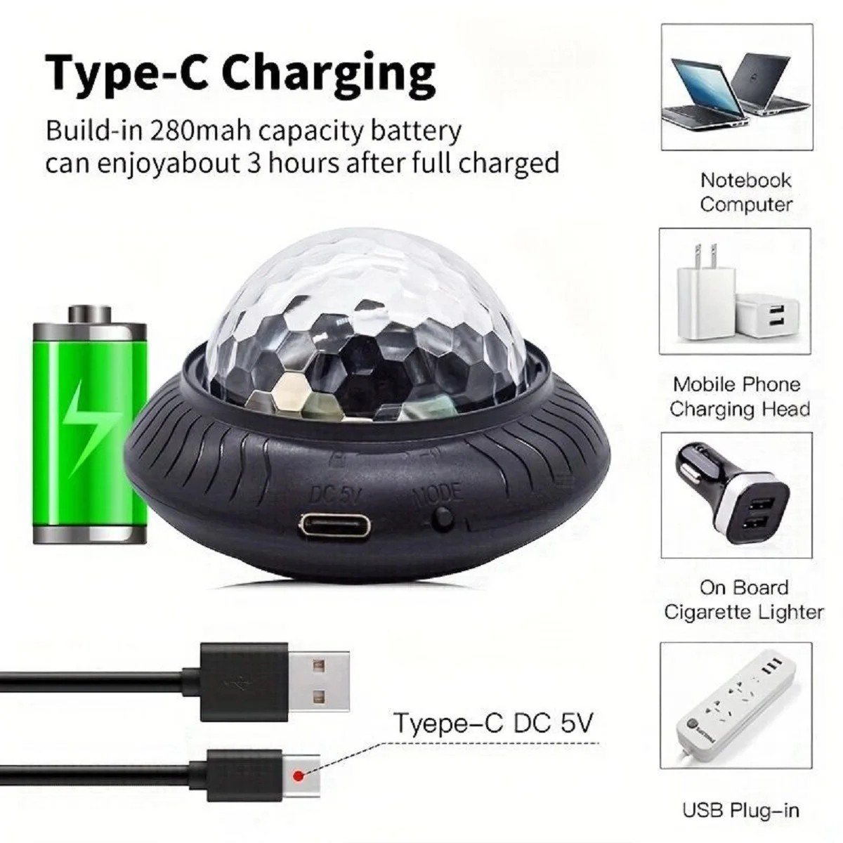 2-in-1 ミニ常夜灯、RGB ミニディスコライトパーティーライトディスコボールライト小さなギフトホームパーティー装飾雰囲気ライト