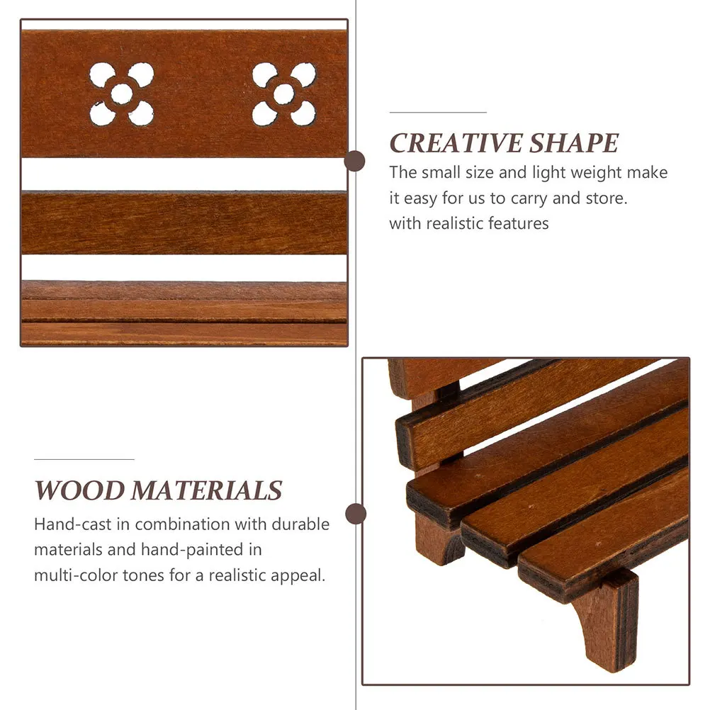 2 stuks bank miniatuur houten bank ornament voor tuin landschap micro scène decor mini huis meubelaccessoires