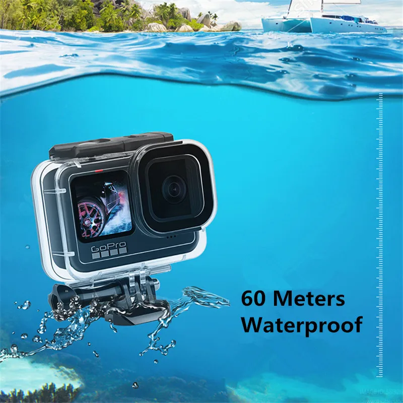 60M Waterproof Housing Case for Gopro Hero 13 12 11 10 9 Diving Protective Underwater Cover Lens Filter Buoyancy Rod Set