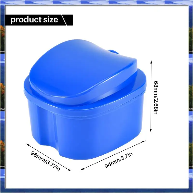 AS59 - Custodia per protesi, tazza per protesi con filtro, scatola da bagno per protesi, scatola per denti finti con supporto per contenitore a rete per cestino per Tra