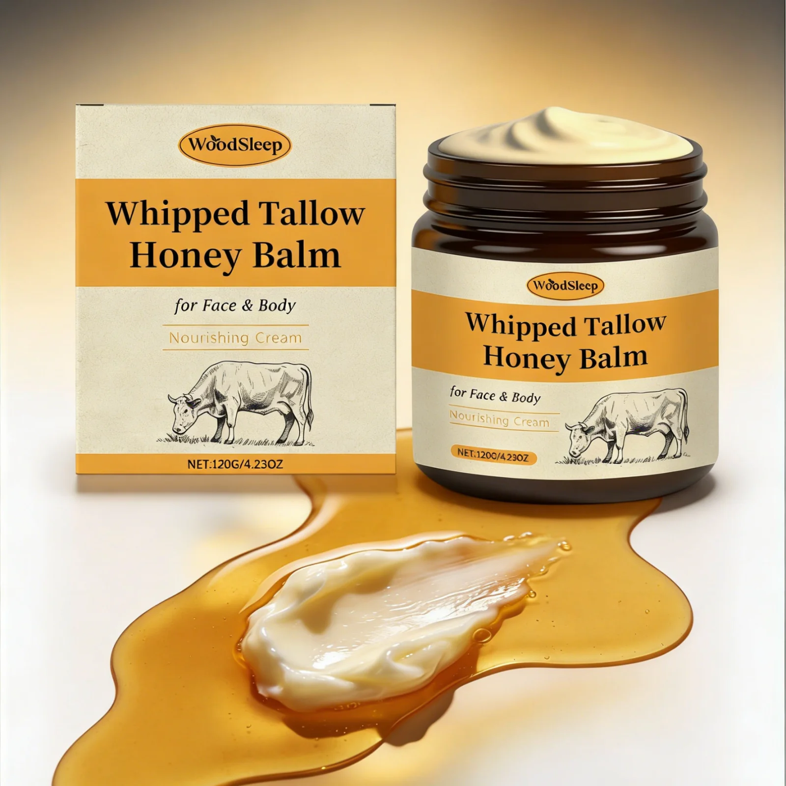 Woodsleep-bálsamo de miel Tallow batido, larga duración, antiflacidez, mejora la sequedad, crema nutritiva reparadora de barrera de piel suave y suave