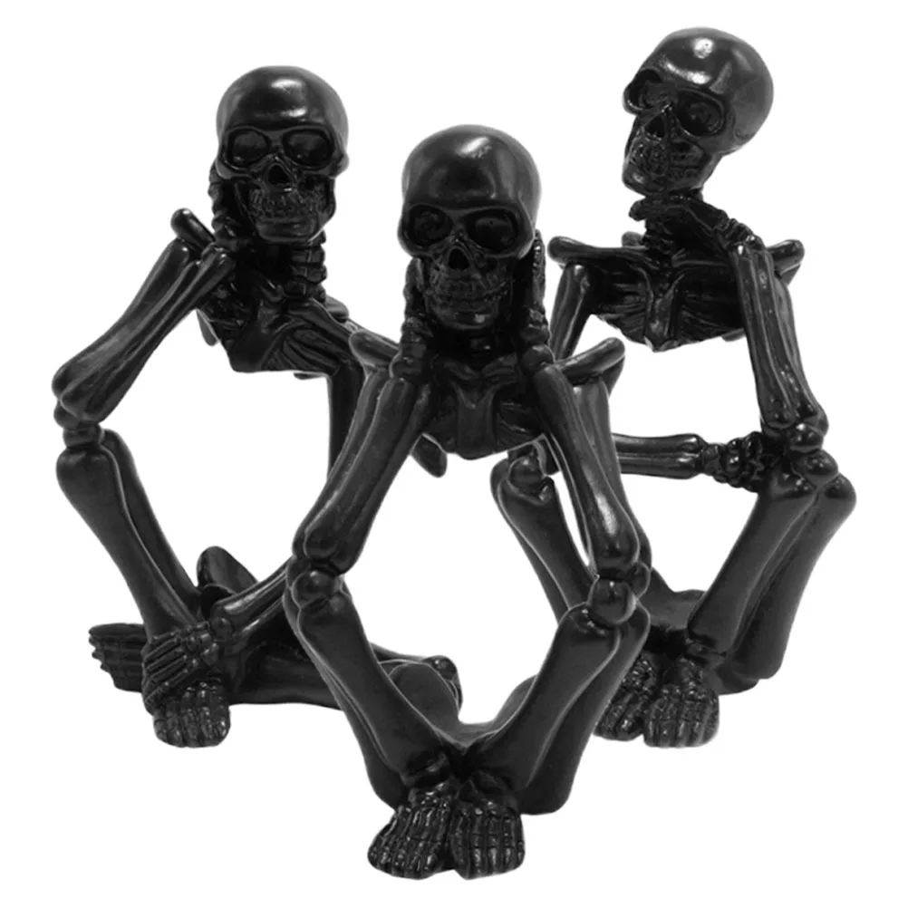 

3Pcs Resin Thinker Statue Vintage Style Halloween Desk Decoration Home Study Ornament Thinker Statue