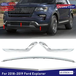 Bumper Trim Sets For 2018-2019 Ford Explorer Front Left & Right & Center Chrome