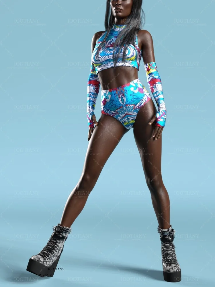 

Halloween Women's Fashion Sexy 3d Printing Colorful Swimsuit Carnival Party Stage Role Play Performance Costume Zentai Suit 2025