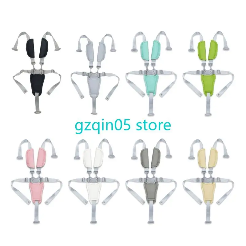 H055 أحزمة أمان للكراسي العالية للأطفال مكونة من 5 نقاط قابلة للتعديل من النايلون لعربات الأطفال