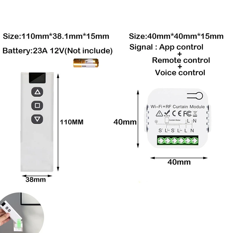 Tuya Smart Life Wifi 433MHz Blind vorhangsc halter mit HF-Fernbedienung für elektrische Rollladen steuerung, 1re