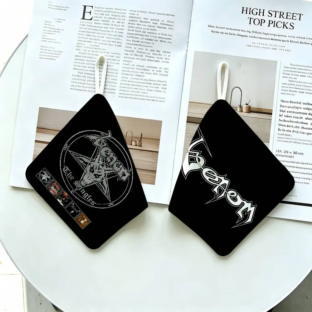 V-Venoms Black Metal Band Hanging Kitchen Towel, Polyester Cotton Material, Wear Resistant Hand Wiping Towel for Home
