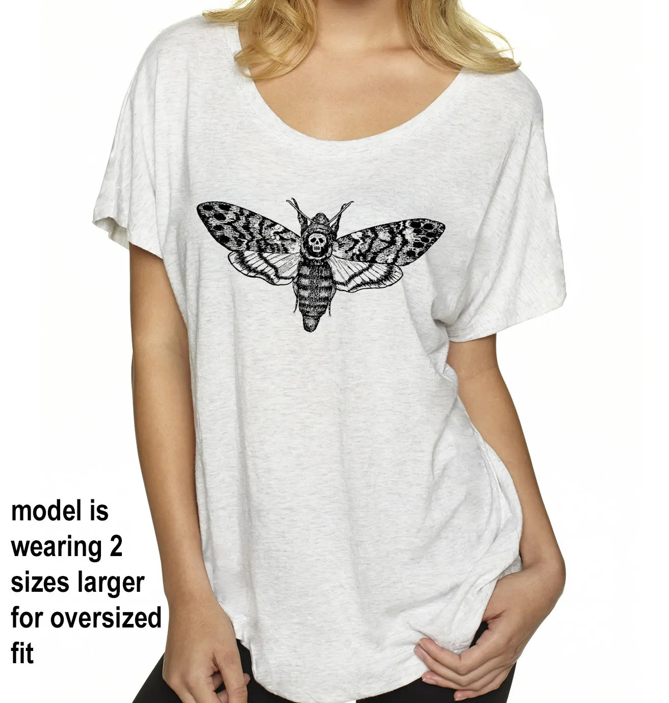 Death's Head Moth loose t shirt top tee Acherontia Atropos skull hawkmoth