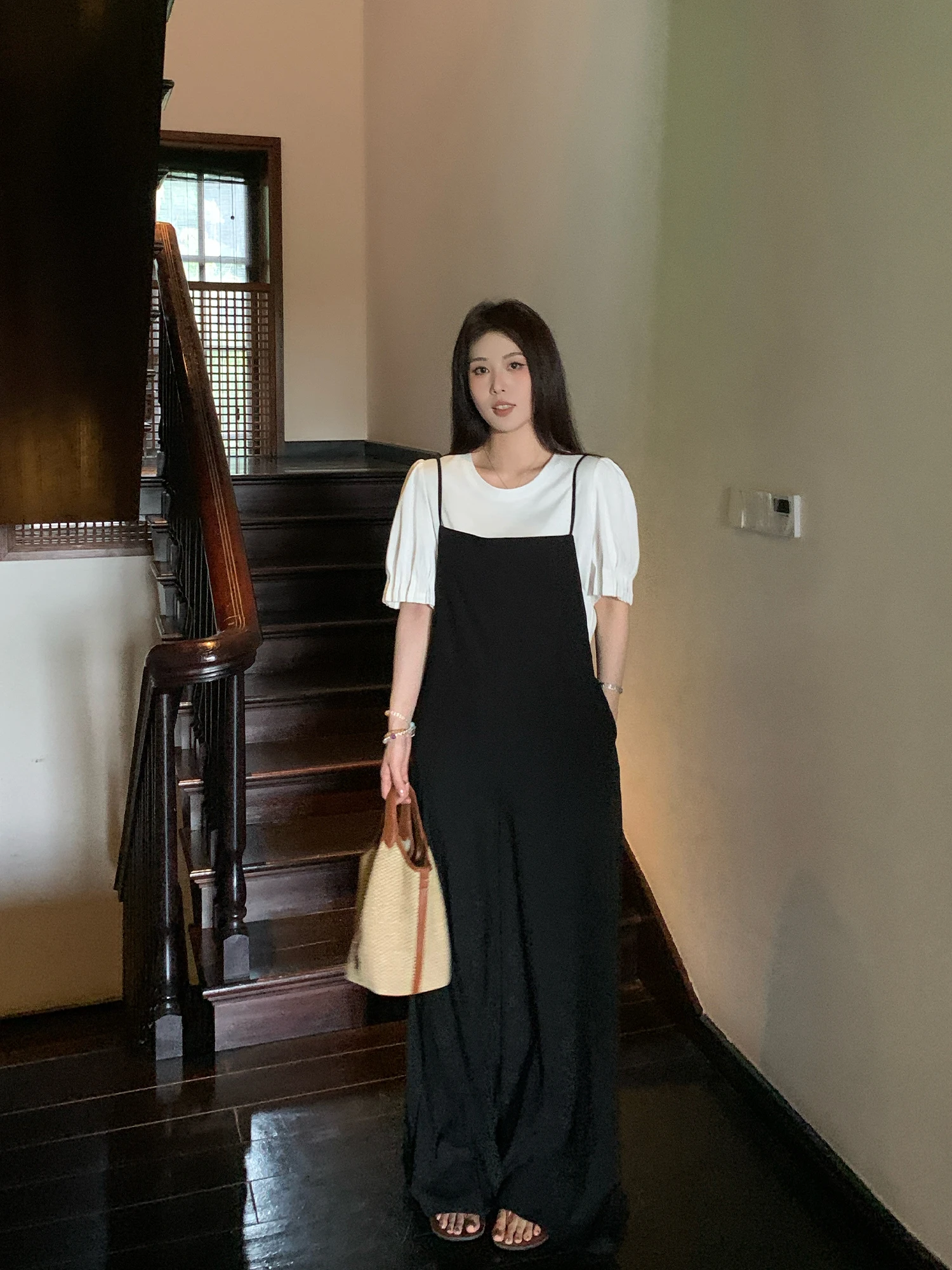 

Женские летние брюки-комбинезон NAZ больших размеров из хлопка и шелка, прямые, свободные, модные, с высокой талией на резинке