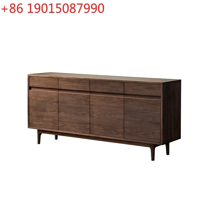 

N North America Black Walnut Solid Wood Sideboard Living Room Storage Entrance Cabinet Simple Modern Log Storage
