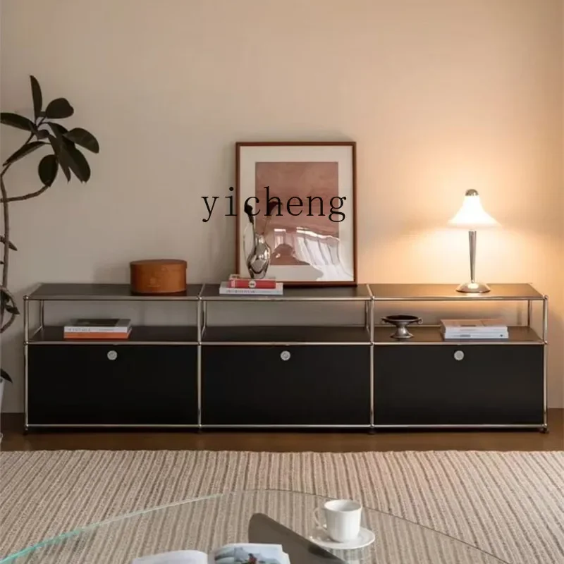 

medieval stainless steel living room TV cabinet module combination storage locker