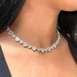 2026 High Quality Iced Out Bling CZ Big Small two Sized Heart Tennis bracelet Necklaces Luxury Sparking Women men Jewelry