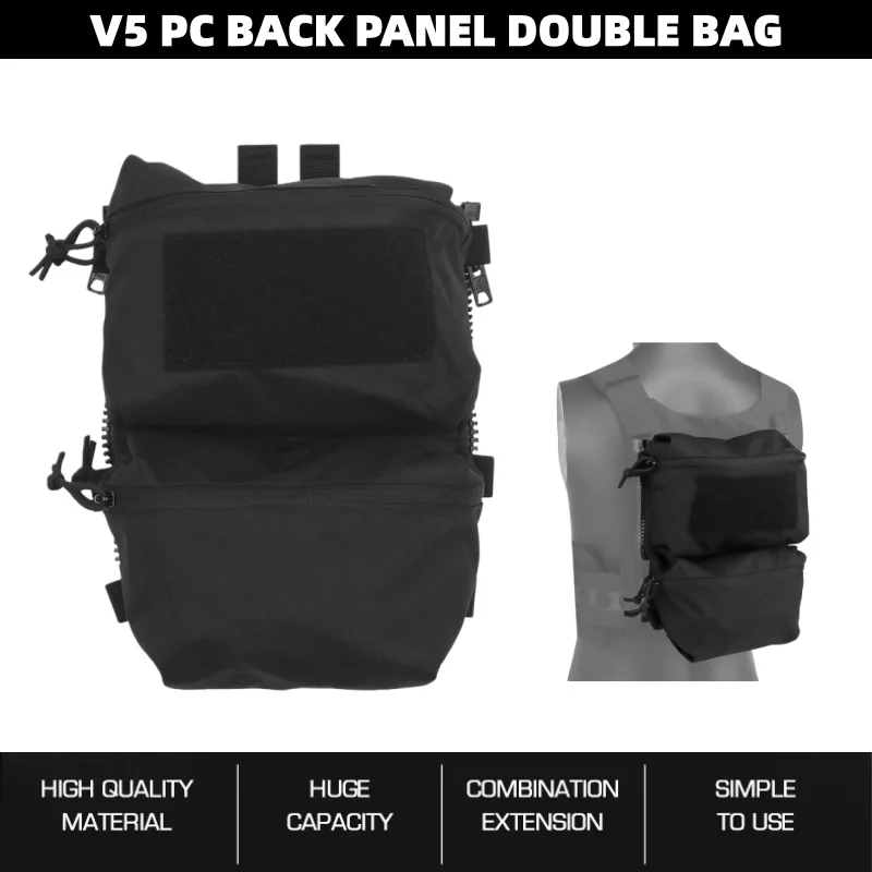 

V5 PC Hunting Back Panel Double Bag | MOLLE Compatible Double Pouch System | For Camping & Adventure Equipment