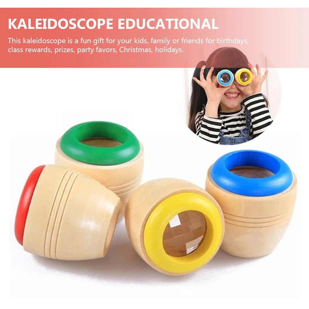 4-delige caleidoscoop voor kinderen, peuterspeelgoed, houten caleidoscopen, geschenken