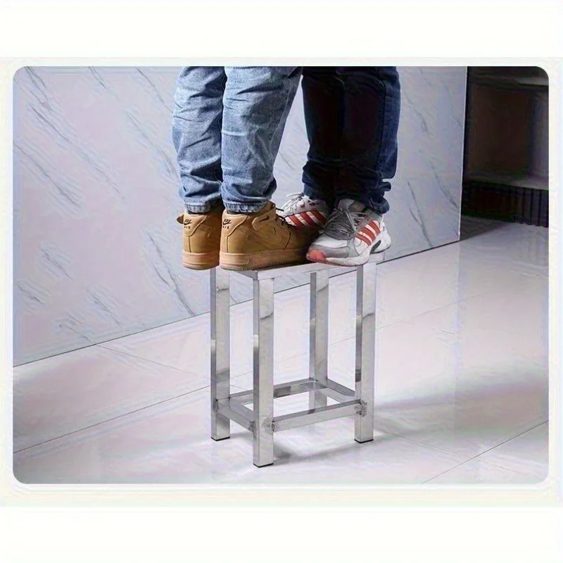 Stainless steel square stool, clean room shoe changing stool, thickened restaurant cafeteria stool image 4