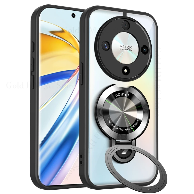 

For Honor 400 Lite X70 X60 Pro Matte Transparent Acrylic Tough Cases For Honor X9D X7D X7C X6B X9C X9B X8C Magnetic Stand Cover