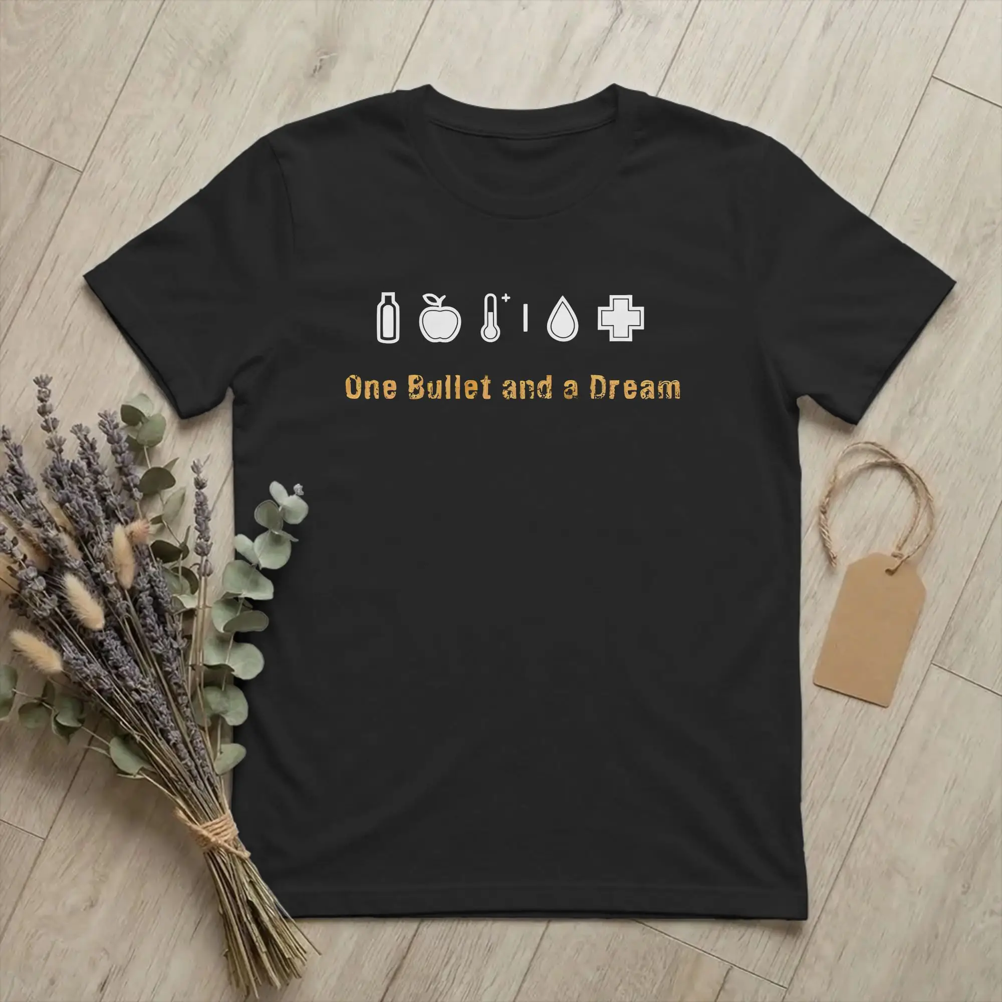 DayZ One Bullet and a Dream T-Shirt Herren Reine Baumwolle Vintage T-Shirt Shotting Game T-Shirt Kurzarm Merchandise Große Größe