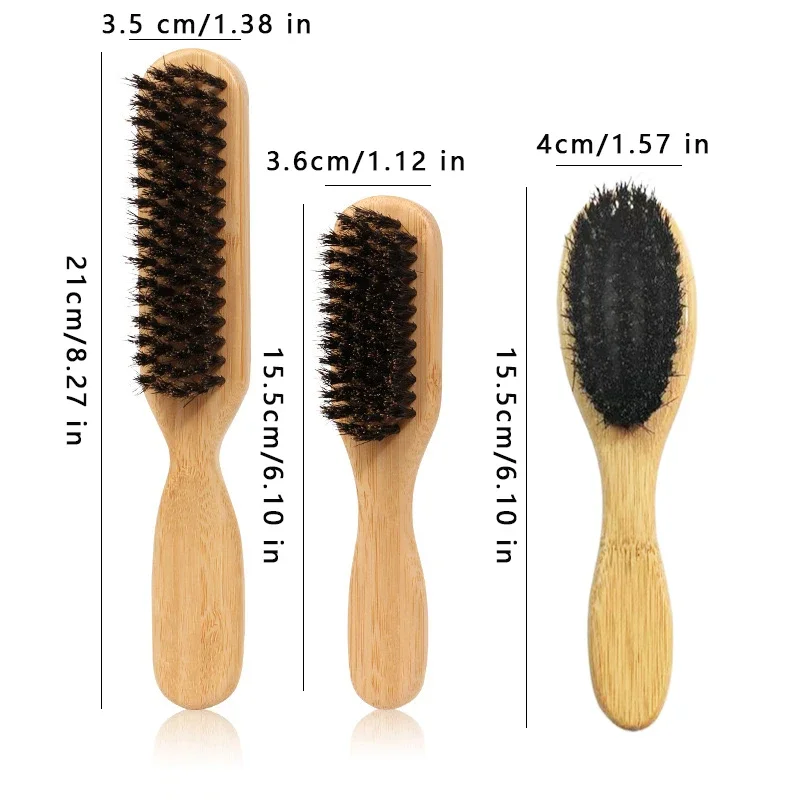 1 다기능 남성용 대나무 갈기 수염 쉐이핑 브러시, 살롱 및 가정용에 적합, 실제 머리 가발 전용