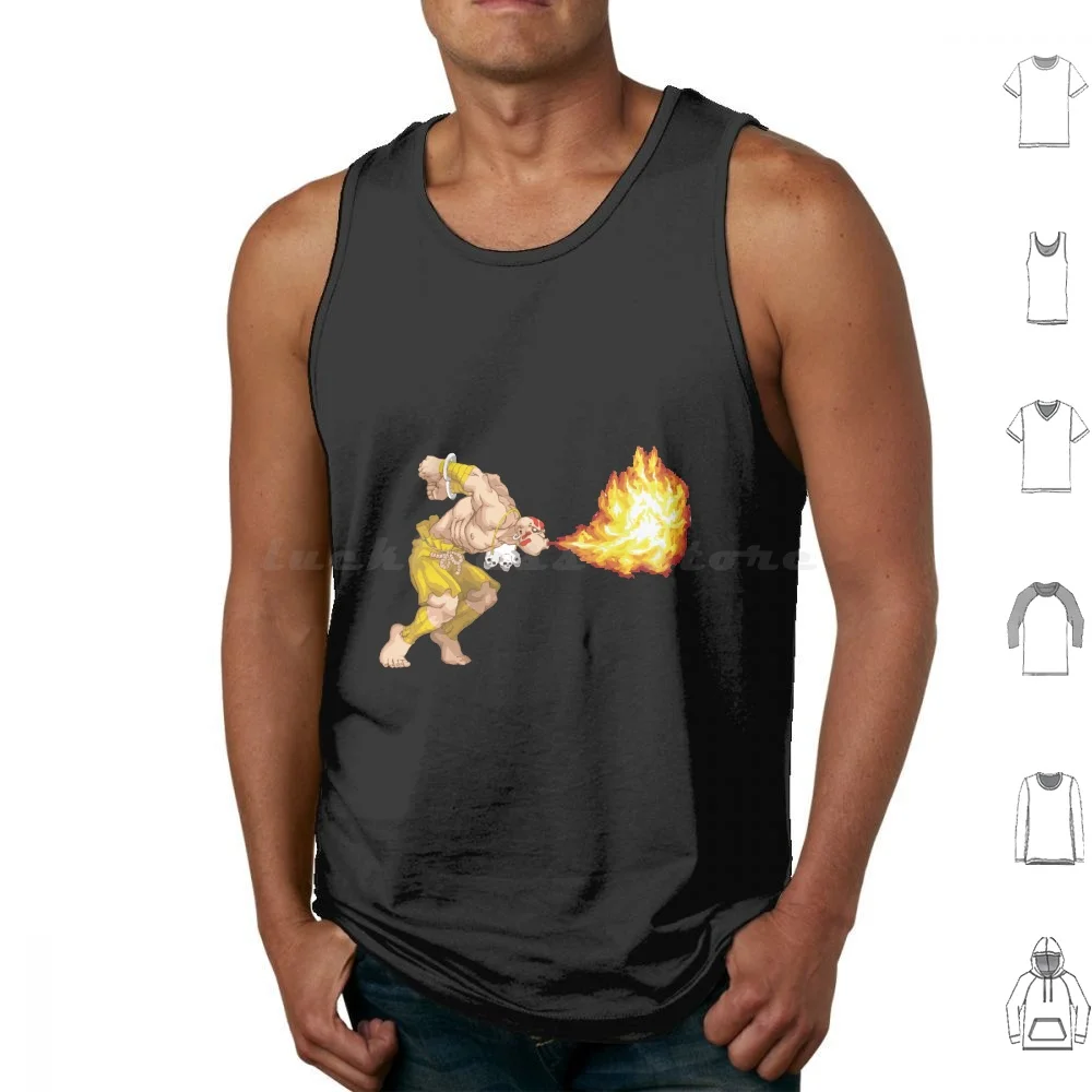 Dhalsim Tank Tops Print Cotton Hadouken Hadouken Ken Ryu Sagat Mr Bison Vega Akuma Chun Li Guile Charlie Blanka