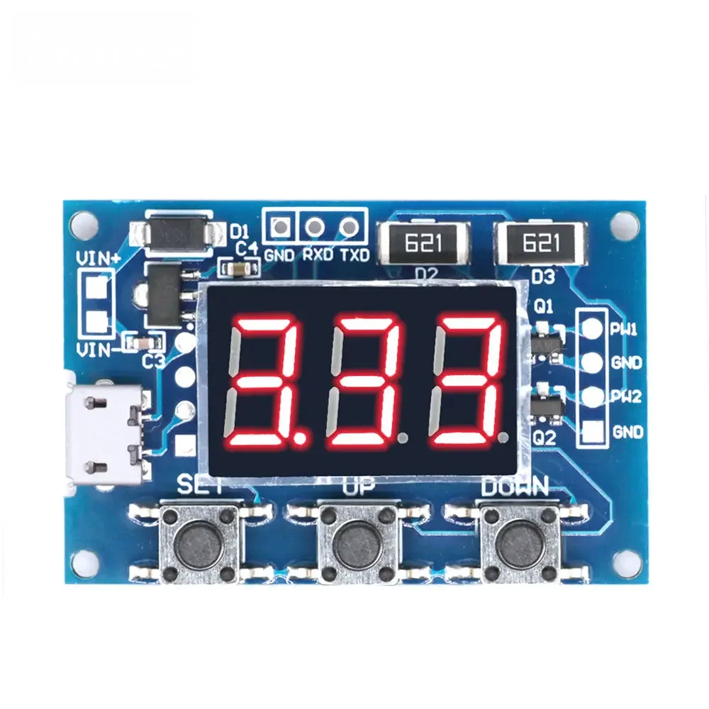 DC 5-30V Micro USB 5V Power Independent PWM Signal Generator 2 Channel Dual Way Digital LED Duty Cycle Pulse Frequency Board