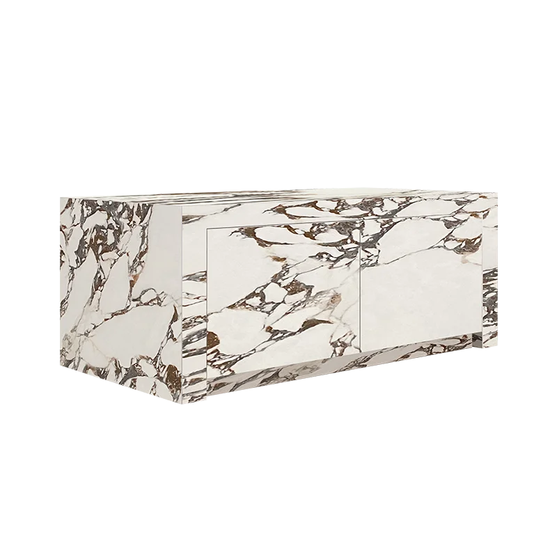#Luxury Slate Bedside Table - Italian Modern Nightstand with Storage Drawers Customizable Designer Bedroom Furniture"