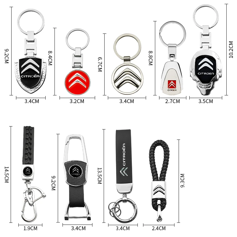 ثلاثية الأبعاد المعادن/الجلود سيتروين C5X C6 DS C3-XR C4L C4 C1 C5 C6 VTS C-ELYSEE مفتاح سلسلة حلقية لسيارة المفاتيح شارة شعار الملحقات