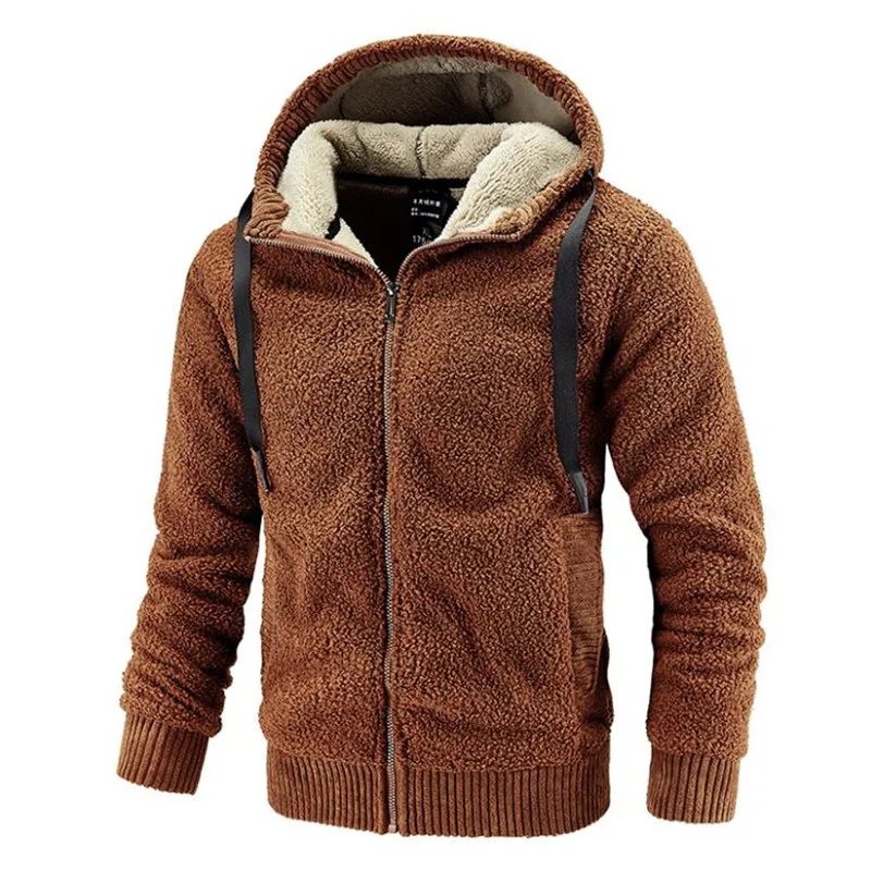 

Men Fleece Jackets Coats Long Sleeve Hooded Outerwear Fashion Winter coat Large size 8XL