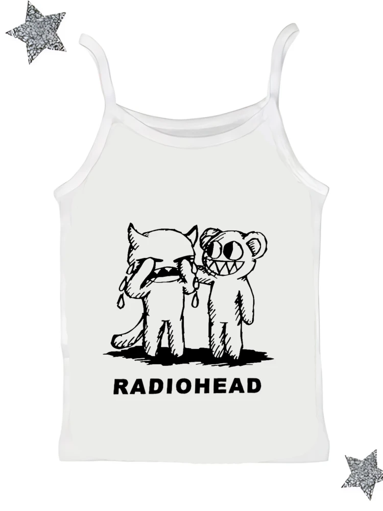 

Radiohead vest, independent rock band Y2K anime women's top summer slim fit T-shirt high-quality popular women's clothi