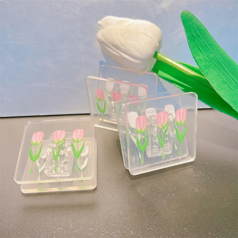 7 قطعة مقاطع الورق المنزلية زهرة نمط الاكريليك المحمولة المنظم للوثائق إيصالات الكابلات مشبك الختم المنزلية