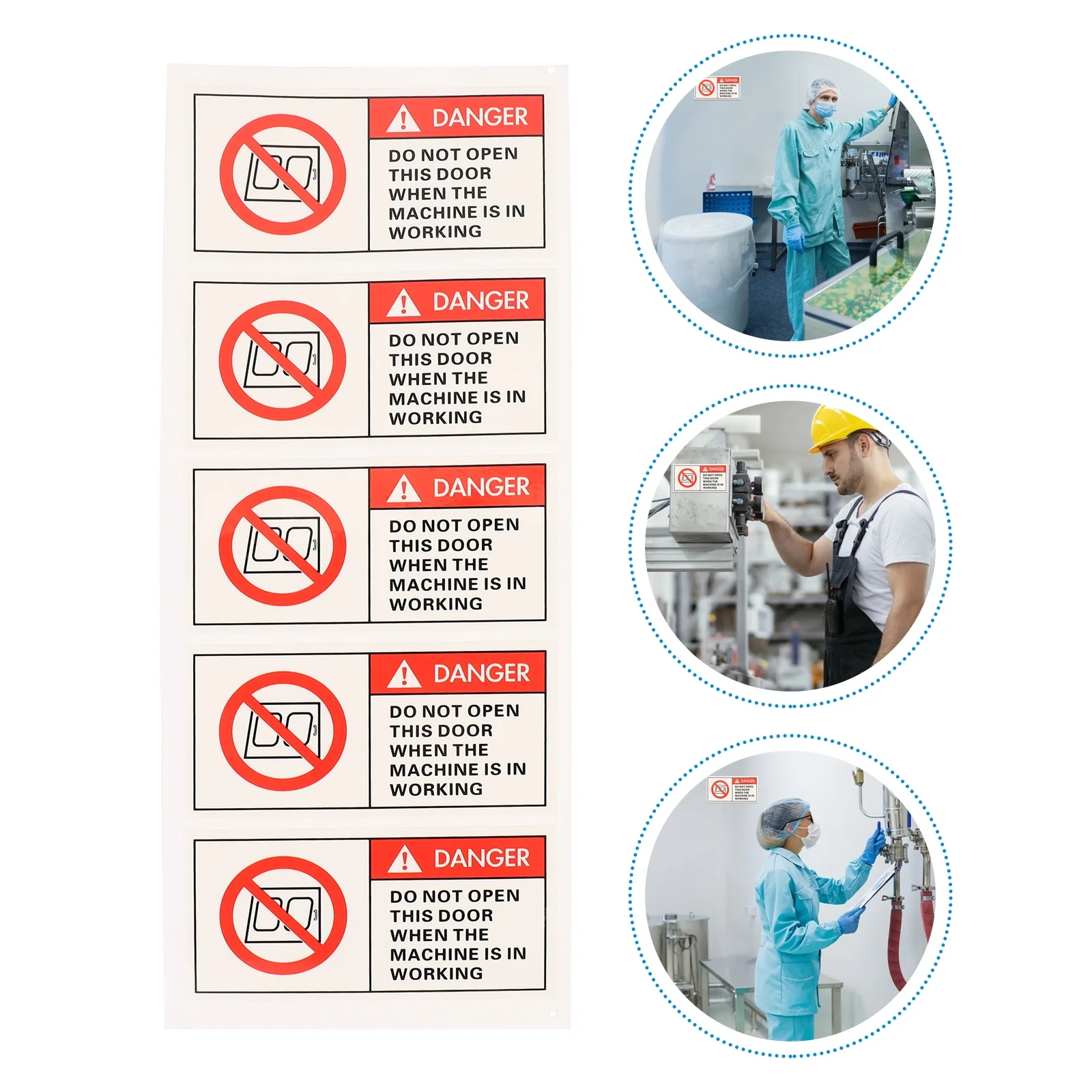 5Pcs Warning Stickers Heavy Duty Machine Working Decal Simple Design Lightweight Easy to Apply and Store for Daily Safety Use