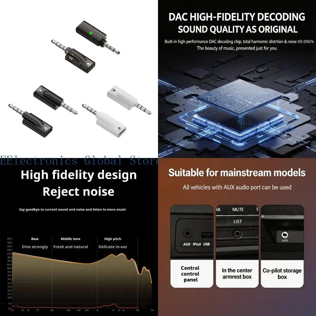 462B 2Pcs Lightweight 3.5mm Headphone Plug To Type C Port Adapter For Music Lovers