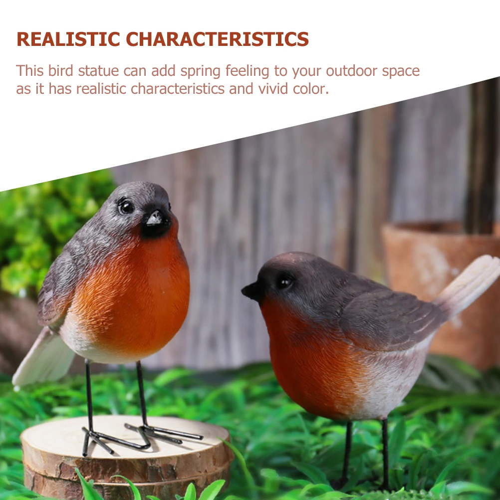 

2pcs Ornament Resin Lifelike Decorative Statues Garden Desktop Models Simulation Figurines Artificial Bird Decor Green Home