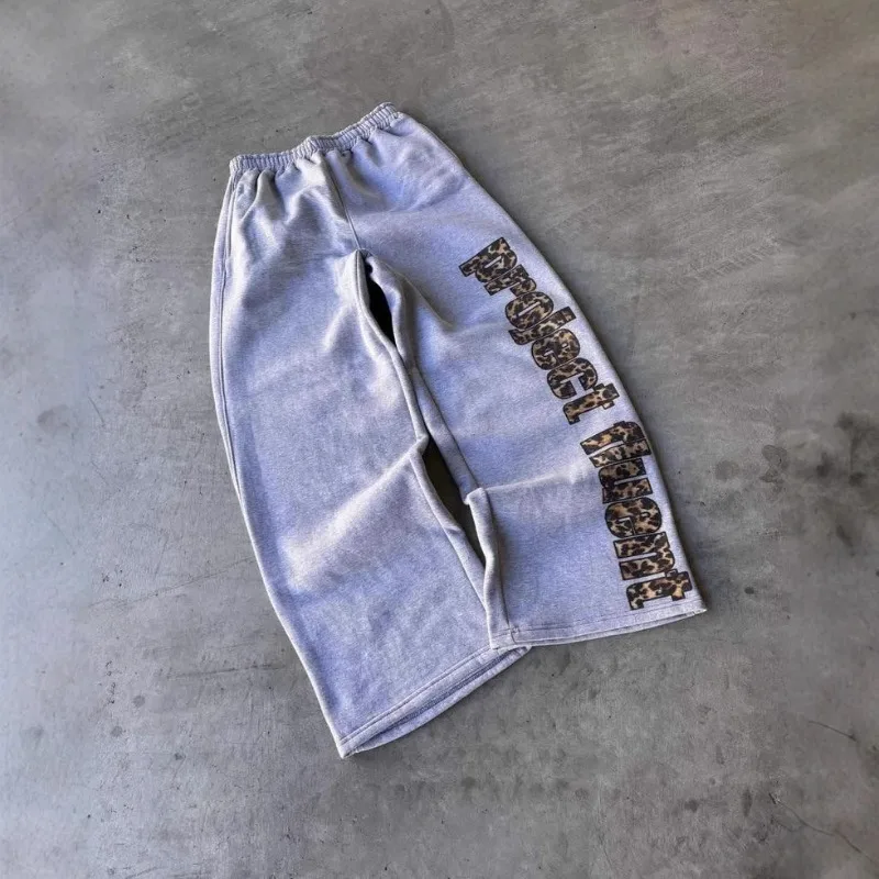 

Мужские брюки в стиле Y2K, уличный стиль, с леопардовым принтом, свободные, повседневные