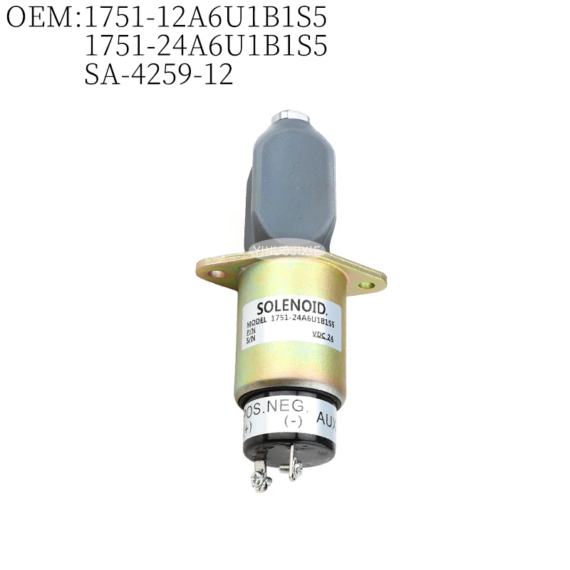 Piezas de maquinaria de construcción de excavadora para interruptor de válvula solenoide de apagado Kubota OEM: 1751-12A6U1B1S5/1751-24A6U1B1S5/SA-4259-12