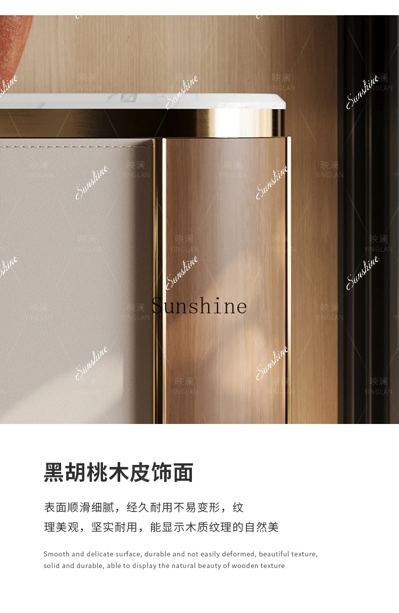 High-end household Italian new light luxury natural marble stainless steel locker  FT
