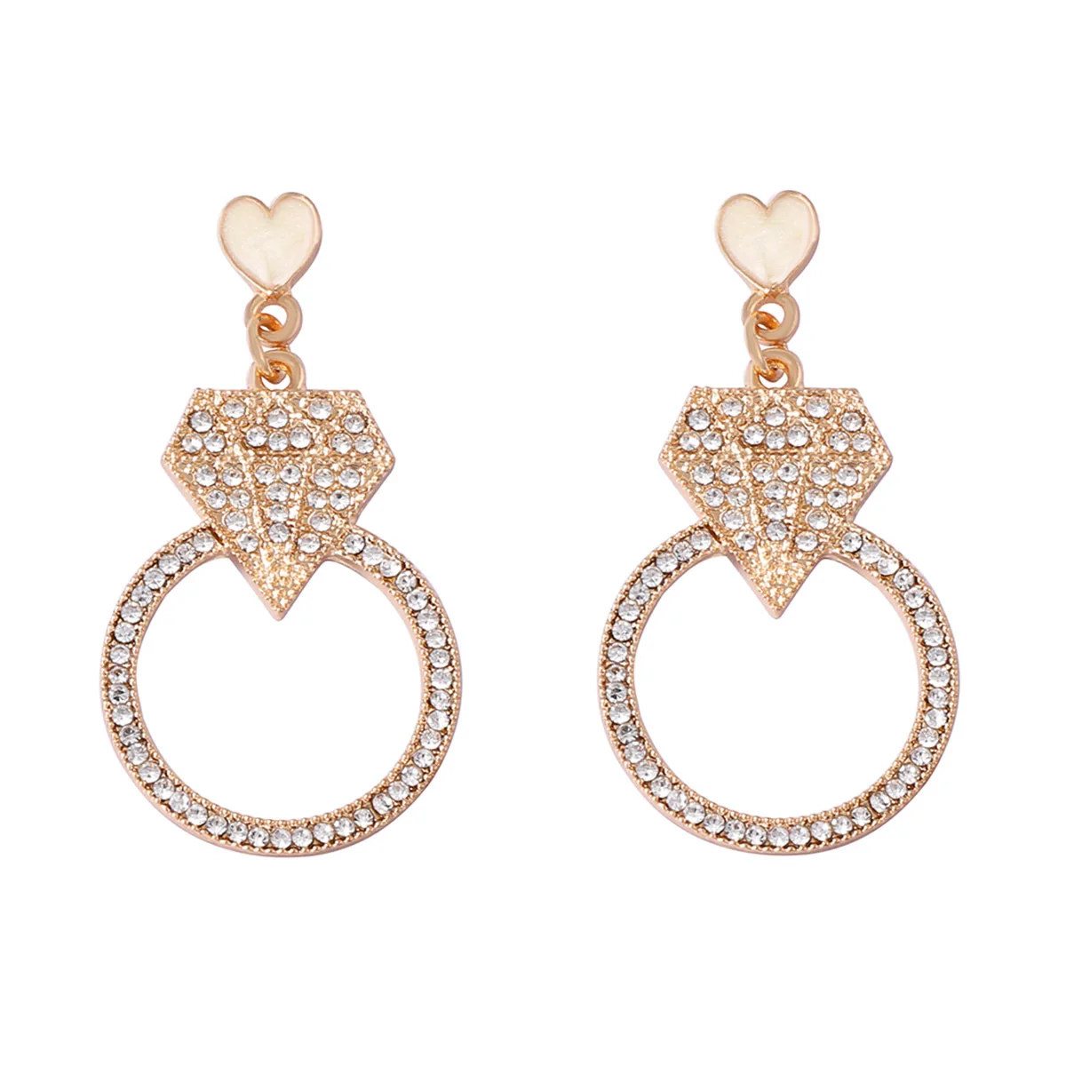 

ZAA Luxury Rhinestone Heart Drop Earrings 2025 Trendy Woman Statement Jewelry Charms Holiday Party Accessories Gifts