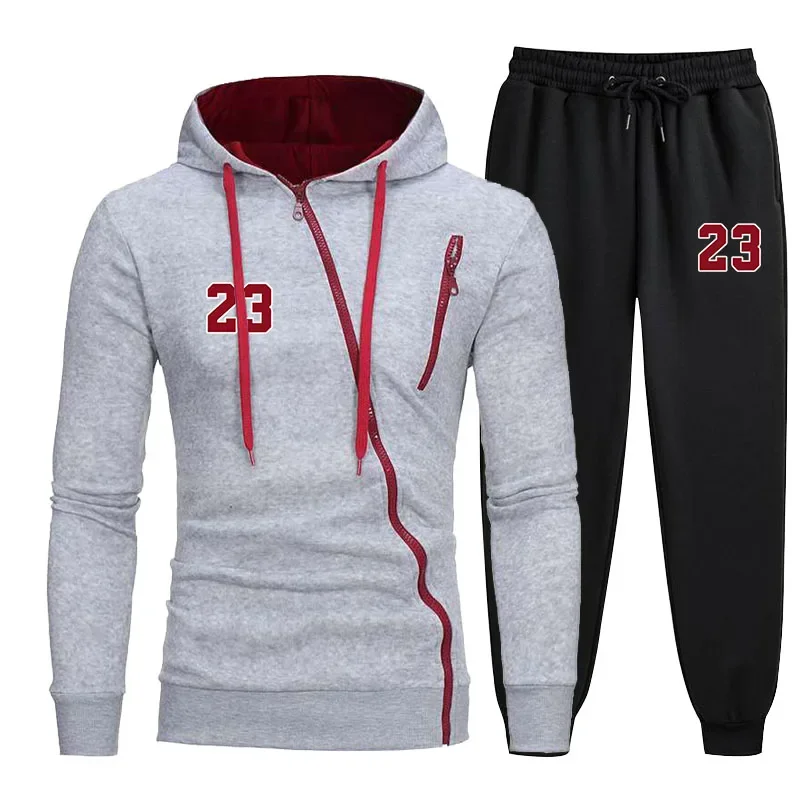 Tracksuit Men New in Sports Printing Zipper Jacket Coat Casual Hooded Sweatshirts Jogging Sweatpants OutdoorsWarm Men's clothing