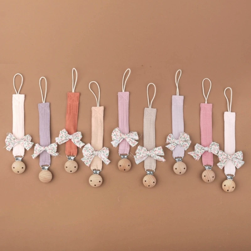 W3JF Pacifier Chain Pendant Pacifier Clip Holder Lovely Bowknot Decor Crib Decoration