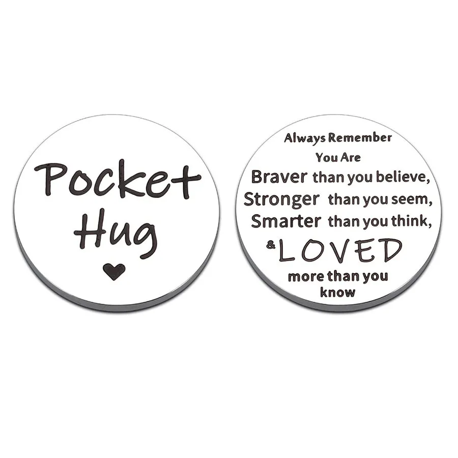 1PC Pocket Hug Token Odległość Prezenty Dwustronny brelok ze stali nierdzewnej