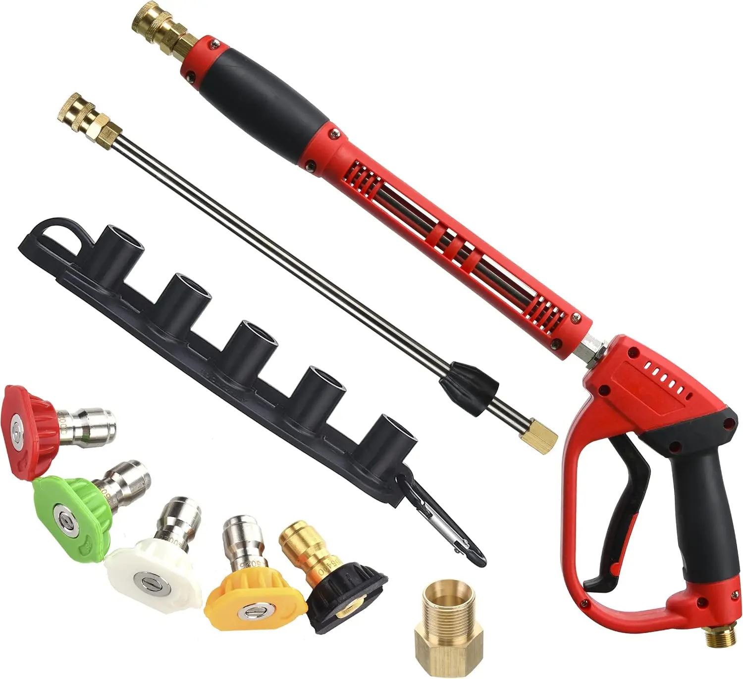 

Tool Daily Deluxe Pressure Washer Gun with Replacement Wand Extension 5 Nozzle Tips M22 Fitting 40 Inch 5000 PSI