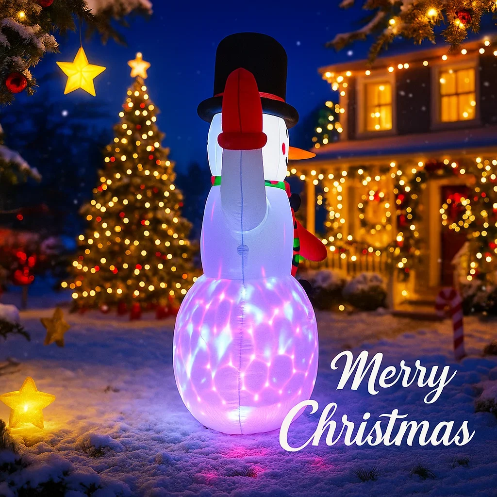 7.87FT لعبة قابلة للنفخ ثلج عيد الميلاد الديكور لساحة مع مصباح ليد لوازم عيد الميلاد ديكور المنزل حلية هدية عيد ﻿