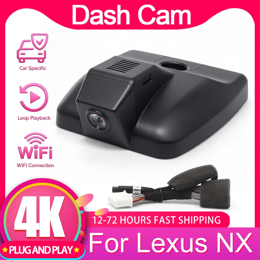 Car DVR For Lexus NX NX200 NX300 NX300h NX260 NX350h 2018-2025, Dash Cam 4K WIFI Control by APP OEM Style,Plug and Play DashCam