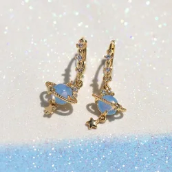 Trendy Crystal Zircon Universe Star Placners Dangle Earrings For Women Temperament Jewelry Wholesale boucles d’oreilles