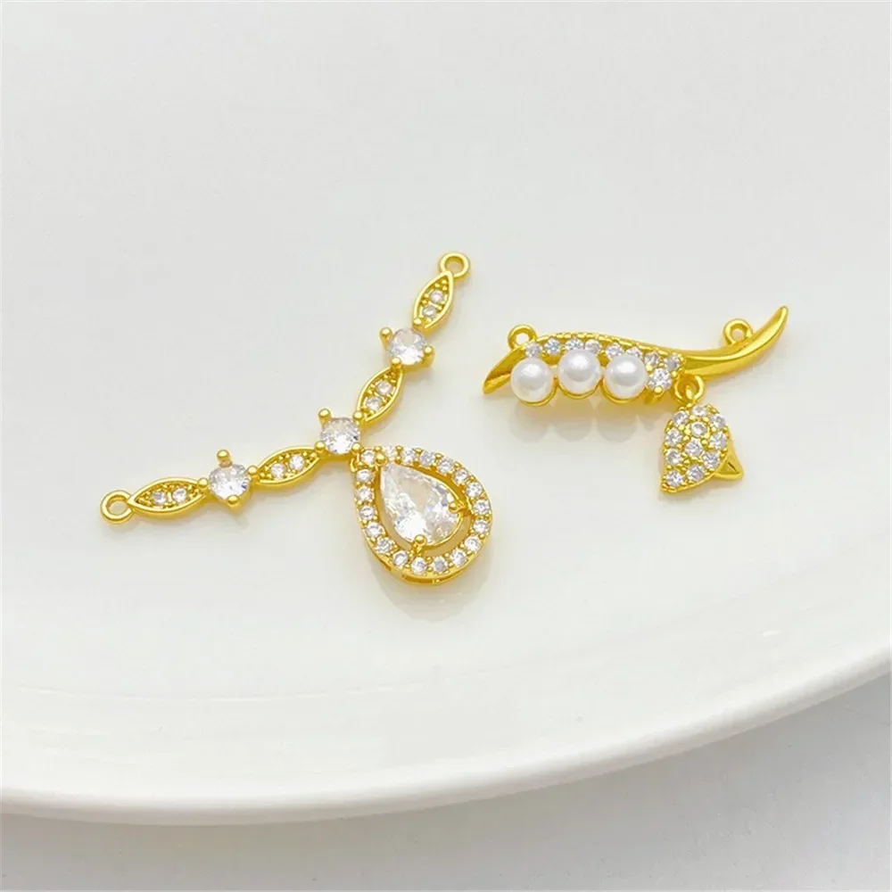 18K مطلية بالذهب زنبق الوادي قطرة الماء حلقة مزدوجة معلقة قلادة اليدوية سوار ذاتي الصنع قلادة مجوهرات اكسسوارات