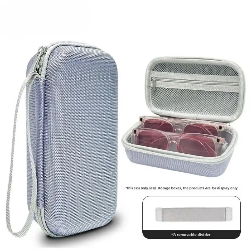 2-Grid Glasses Storage Box EVA Hard Shell EVA Sunglasses Box with Detachable Spacer Strip Anti-lost Sunglasses Storage Box