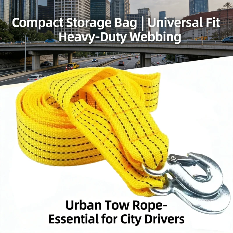 1 Pcs 3M/4M Heavy Duty Car Tow Rope 3Ton/5Ton Towing Cable with Hooks Van Emergency Road Recovery Practical Auto Accessories