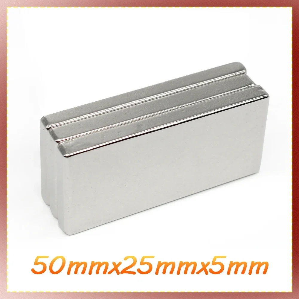 

1/2/3/5/10PCS 50x25x5mm Big Block Rare Earth Magnet N35 Rectangular Strong Neodymium Magnet 50x25x5 Permanent Magnet 50*25*5