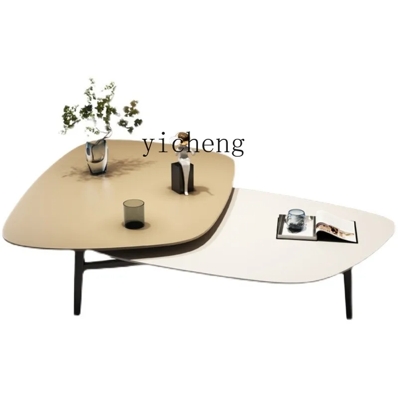 

ZC Coffee Table Creative Living Room Tea Table Combination Modern Simple Oval Solid Wood Coffee Conference Table