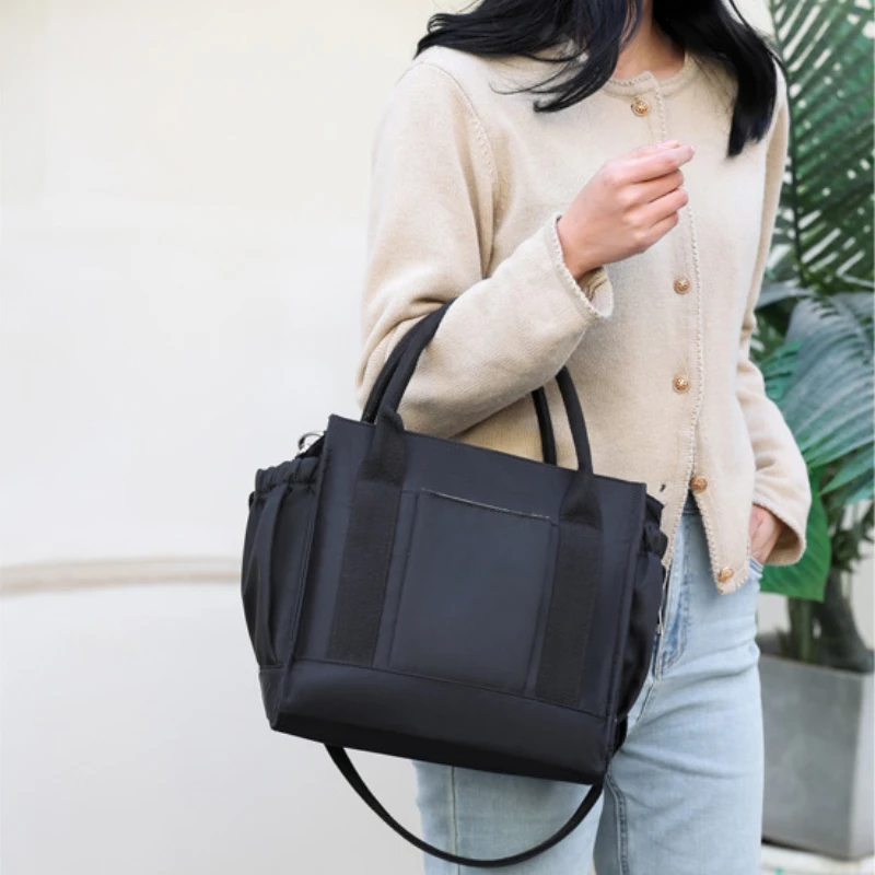 Simple Fashion Shoulder Bags For Women  New Handbags Waterproof Nylon Canvas Tote Bag With Pockets Crossbody Lunch Bag Bolso