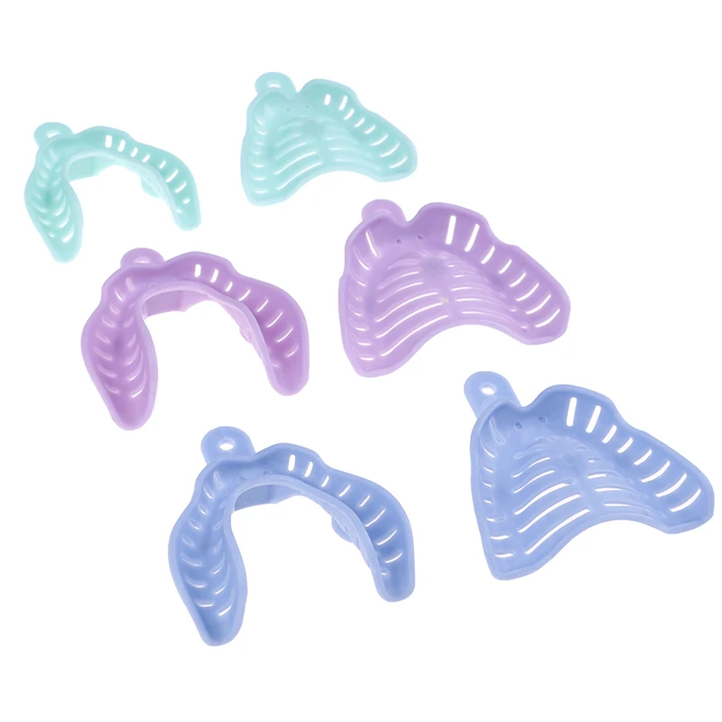 6Pcs vassoi per impronte dentali colorati porta denti in materiali plastici